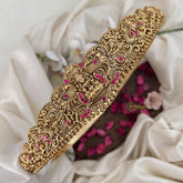 Vriksham Peacock Embossed Lakshmi Waist Ornament Bridal Hipbalt-Red-Gold Bead-G19629